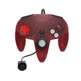 Hyperkin Captain+ Hall Effect Controller for N64/M64, Wired Gamepad, Classic Retro Layout, Transparent Colors, 10 ft Cable, Memory & Rumble Support - Red