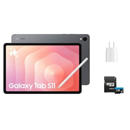 Samsung Galaxy Tab S11 11” Tablet 128GB (2025) Gray + 128GB microSD Card + 25W Super Fast Charger – Wi-Fi Android Tablet, Large Display, Long Battery Life, Powerful Performance, Work & Play