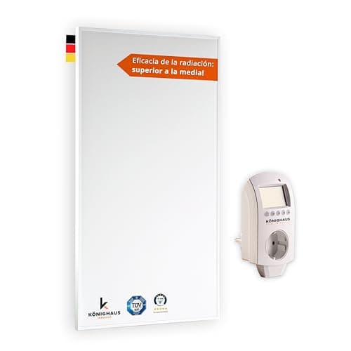 Könighaus Infrared Heater – 1000 Watt with TÜV SÜD + 5-Year Manufacturer Warranty ✓ Double Overheating Protection ✓ Reaches Operating Temperature in 2–4 min ✓ incl. Smart Thermostat