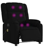 UERNGFTKM Electric Massage Recliner Chair with 135 Degree Recline, Black Fabric Powered Reclining Chair with 6 Massage Points, Vibration Function and Side Pocket, Wood and Metal Frame