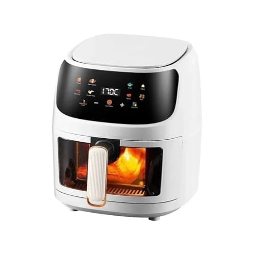 LCD Screen 8L Air Fryer 8L Large Capacity Smart Nonstick Pot Oil Free Fryer Oven French Fries Roast Chicken Fryer 360°Baking(White (220V)-8L)