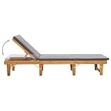 YUOGHRTFE Folding Wooden Sun Lounger with Cushion, Solid Acacia Wood Outdoor Chaise Lounge, Adjustable 4-Position Sunbed for Pool Patio Balcony Camping