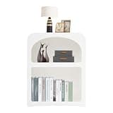 JOMCYDM Modern Nightstand White Side Table 2 Tier Small End Side Table with Open Storage Shelf Narrow Night Night Stand for Living Room Bedroom