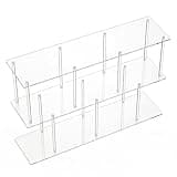 XEVALDRIC 3-Tier Acrylic Clear Long Bookcase 11.8''D X 47.2''W X 24.6''H Low Book Shelf with Large Storage Easy Assembly for Home Office Living Room Bedroom