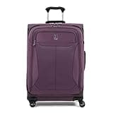 Travelpro Tourlite Softside 25" Expandable Luggage with 4 Spinner Wheels, Lightweight Suitcase, Checked Medium, Deep Purple