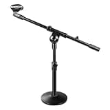 Surkayi Microphone Stand Desk Adjustable, Boom Arm Desktop Mic Stand Metal Weighted Base, Height-Adjustable Compatible with Multiple Microphone Sizes