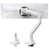 monTEK Heavy-Duty Monitor Arm for 17-57" Ultrawide Curved Screen, Supports up to 59.4 lbs, Adjustable Gas Spring Arm, 75/100 VESA Mount, Clamp & Grommet Desk Monitor Mount Single, White