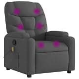 UERNGFTKM Manual Reclining Massage Armchair with Footrest, Dark Gray Fabric 6-Point Vibration Recliner with Cup Holders and Side Pocket, Sturdy Plywood and Metal Frame Supports 242.5 lbs