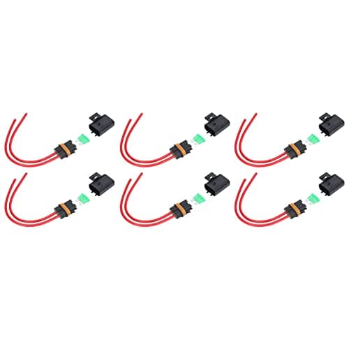 6Pcs Inline Holder, 30A Blade Holder with IP66 Rating, 12AWG Wiring Harness for Boat Car Marine Vehicle Electrical Systems, ABS PVC Construction