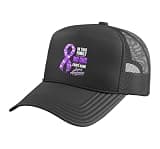 Family Support Lupus Awareness Purple Ribbon Trucker Hat with Adjustable Mesh Back, Black