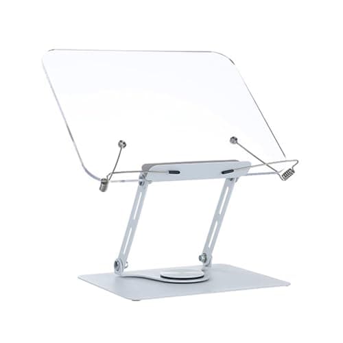 Foldable Adjustable Reading Stand with Rotating Base Spring Clip Ergonomic Portable Design for Books Tablets Book Holder