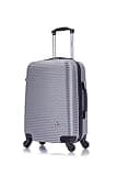 InUSA ROYAL Hardside Luggage with Ergonomic Handles | Spacious Travel Suitcase with Four Spinner Wheels and Studs | 20 Inch Hardside Carry-On Spinner Luggage | Silver