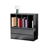 WANGHAI2024M Bookcases Minimalist Floor Wooden Bookshelf with Double Drawe Home Black Multifunctional Sideboard