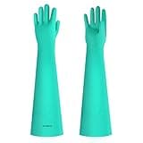 AUTSEEYS Aquarium Gloves for Fish Tank Maintenance,Shoulder Length Waterproof Long Rubber Hands Protector for Fish Aquarium Water Change Cleaner Dog Cat Bath and Kitchen,Large