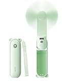 JISULIFE 3 IN 1 Handheld Mini Fan - Portable Fan & Power Bank & Flashlight, 19H Max Cooling, USB Rechargeable, Pocket-Sized for Travel, Cruise, Concerts, Makeup, 2026 Summer Gifts for Women(Green)