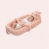 MEACAOFG Premium Medium Baby Cot, Safe & Comfortable Nursery Bed, Pink Rabbit 0-3 Years, Rounded Edges, Non-Toxic Finishes, Easy Assembly