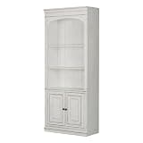 Bison office Antique White Bunching Bookcase, Rubberwood & Veneer Construction, Stackable Home Office Storage Bookshelf