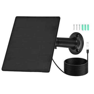 Rebower 1 Pack of 5V 2W Solar Panel, 360° Rotation IP65 Waterproof Dual Type-C/Micro USB 9.8 ft Cable Solar Charger High Efficiency ETFE Battery Maintainer for Outdoor Camera, Black