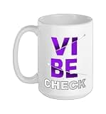 Purple Vibe Check Purple Graphic Ceramic Mug, White, 15oz