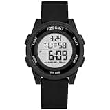 F.ZEGAO Digital Watch Womens with Stopwatch Alarm, 10ATM Waterproof Watches for Women Silicone Band, Black