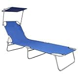 YUOGHRTFE Folding Sun Lounger with Adjustable Canopy, Outdoor Patio Sunbed with Powder-Coated Aluminum Frame, 242.5 lb Capacity, Lightweight and Portable for Garden Beach Poolside