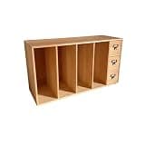 CFGH6FDF Desk Stationery Storage with Drawers Multi Tiers Wooden Bookshelf for Office Home Freestanding Book Shelf