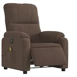 KMUNGDWG Electric Massage Recliner Chair with 6 Massage Points, Brown Microfiber Fabric Powered Reclining Armchair with Side Pocket and 135-Degree Tilt