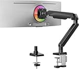 MOUNTUP Heavy Duty Single Monitor Arm for 42 40 39 34 32 27Inch Screens, Monitor Stand for Desk Supports 4.4-33 lbs, Height Adjustable Ultrawide Monitors Mount with C-Clamp & Grommet Base