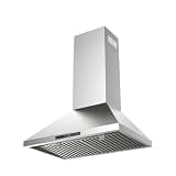 EVERKITCH 30 inch Wall Mounted Range Hood with 1000CFM, Powerful DC Motor with 6 Speeds, Remote Control, Stainless Steel Permanant Filters