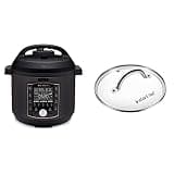 Instant Pot Pro 10-in-1 Pressure Cooker, Slow Cooker, Black, 8 Quart & Tempered Glass Lid, Stainless Steel Rim, for 5 Qt/L or 6 Qt/L Models