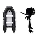 2.3~3.3m Inflatable Sea Fishing Boat PVC Assault Boats with Air Deck 1.2mm Anti-Collision Speed Raft Kayak Rowing Accessories(2.8m Boat 6hp moter)