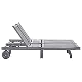 2-Person Garden Sun Lounger with Cushions, Solid Acacia Wood Outdoor Sun Lounger in Grey Wash Finish, Adjustable Backrest and Wheels for Easy Mobility, Modern Patio for Two Adults