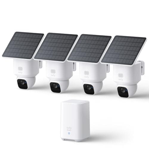 eufy Security SoloCam E30, 4-Cam Pack Kit, Security Cameras Wireless Outdoor, Solar Camera Outdoor Wireless, 360ยฐ Pan, AI Tracking, 2K Clarity, No Monthly Fee, Built-in Local Storage (Up to 16TB)