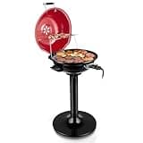 Electric Grill, Techwood Indoor/Outdoor Electric BBQ Grill, 1600W Portable Removable Stand Grill with Adjustable Heat & Drip Tray, Double Layer Design for Party, Patio & Backyard (Red)