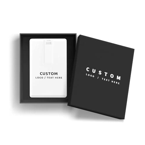 Personalized Credit Card USB Flash Drive, 50 Pack Bulk Custom Name Card USB 2.0 Flash Drives, Ideal for Corporate Gifts, Business Events and Promotional Giveaways (128 GB,with Gift Box)