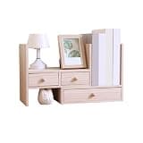 hezhuhe2258 Book Shelf Creative Desktop Combinations Wooden Expandable Bookshelf with Drawer Home Organizer Shelf
