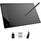 VEIKK A30 V2 Drawing Tablet 10x6 Inch Graphics Tablet with Unique Touch Gesture Pad, 8192 Pressure Battery-Free Pen, 4 Hotkeys, Compatible Windows Mac Android Linux - Beginner & Student Friendly