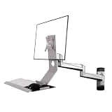Eoweiot Monitor Stand- Wall-Mounted Dual Arm Single Screen Monitor Stand Arm with Engineered Tray Stand Foldable 90° Adjustable Desk Mount