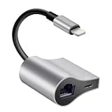 Lightning to RJ45 Ethernet Adapter Network Adapter, Support 10/100Mbps Ethernet Network, with Lightning Charge Port, Compatible with iPhone 14 13 12 11/iPad