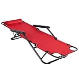 2-in-1 Folding Recliner Chair Red, Steel & Oxford Fabric