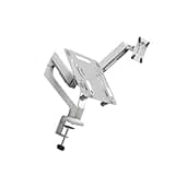 JINPIAOPIAO Monitor and Laptop Desk Mount with Spring Assisted Arms, 75x75mm Mounting Plate, Ventilated Tray for Workstations