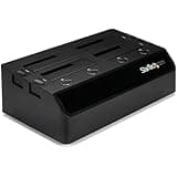 StarTech.com 4-Bay USB 3.0 To SATA Hard Drive Docking Station, USB Hard Drive Dock, External 2.5/3.5" SATA III SSD/HDD Docking Station, Hot-Swap Hard Drive Bay, Top-Loading (SDOCK4U33),Black