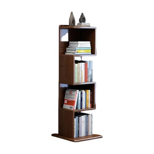 Esspoxi Stylish Black Bookshelf with Baffle, Multi Layer Storage, Multi Color Options, Free Combination, Floor Standing Solid Wood Base, Walnut Finish, 48.0in