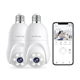 Armorcope 2K Light Bulb Security Camera, 360° Motion Tracking 2.4Ghz WiFi Camera Wireless Outside, Full-Color Night Vision Indoor/Outdoor Camera, SD&Cloud Storage, E27/E26 Light Socket Security