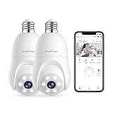 Armorcope 2K Light Bulb Security Camera, 360° Motion Tracking 2.4Ghz WiFi Camera Wireless Outside, Full-Color Night Vision Indoor/Outdoor Camera, SD&Cloud Storage, E27/E26 Light Socket Security