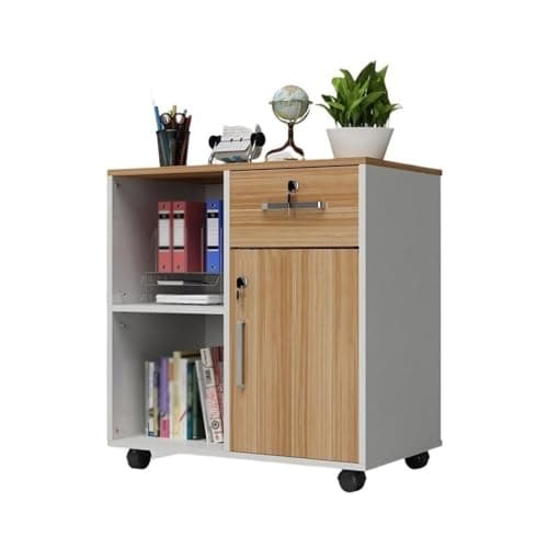 ZzleoyuUUs-12 Office Cabinet Mobile Locking File Cabinet Office Data Printer Low Storage(Natural)