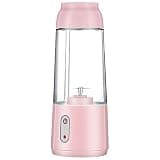 Portable Mini Blender, USB Rechargeable, 10.14 fl oz / 300 ml Capacity, Pink, 1200 mAh Battery, Transparent PC, One-Touch Operation, Travel & Home Use