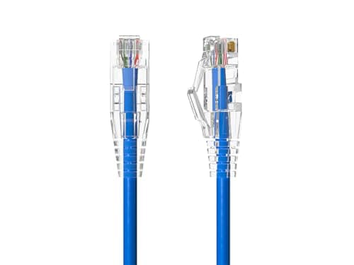 Cable Leader 12FT Slim Cat6a Ethernet Cable, 28AWG UTP Network Patch Cord, 10Gbps High Speed High-Density RJ45 LAN Wire - Blue