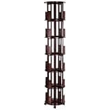 6 Tier Bamboo 360 Spinning Book Shelf Tower Revolving 360 Book Shelf Storage Round Carousel for Small Space Home Office Living Room