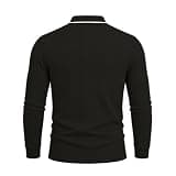 Mens Cable Knit Polo Shirt Quarter Zip Long Sleeve Collared Sweatshirts Comfy Breathable Fall Winter Pullover Top Black